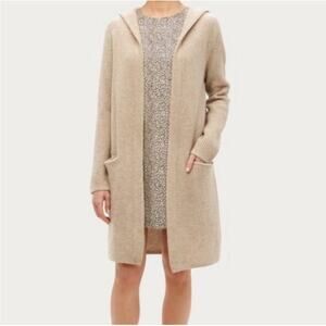 Jenni Kayne EUC Oatmeal Hooded Waffle Cardigan Wool Cashmere Women's Small